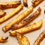 Rutabaga Fries on an oven sheet