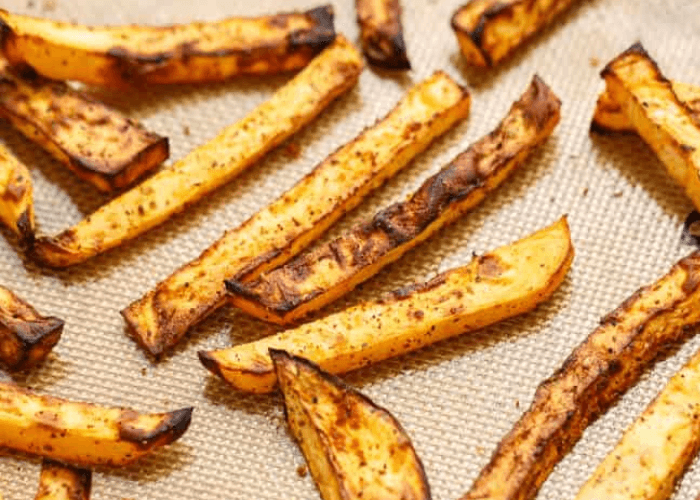 Rutabaga Fries on an oven sheet