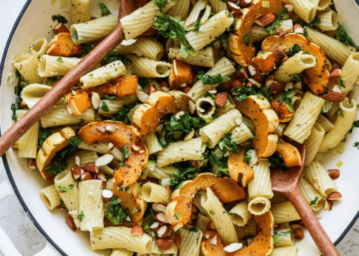 Roasted Delicata Squash Pasta with Kale