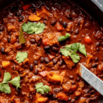 Black Bean, Sweet Potato and Quinoa Chili in a large pot