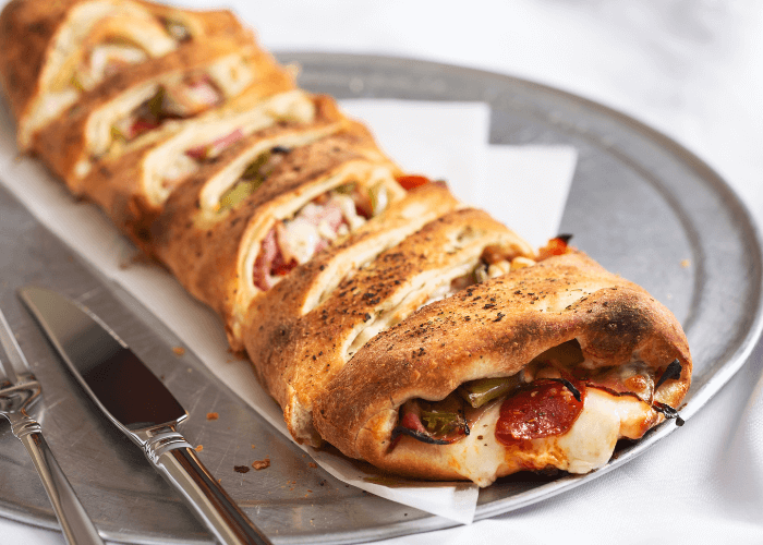 A plate of stromboli squares