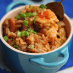 A small bowl of vegetable jambalaya