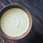 Cottage cheese Alfredo sauce in a brown bowl