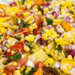 Closeup photo of a summer corn salad