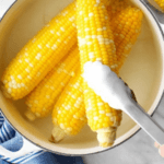 corn on the cob in a large pot of water