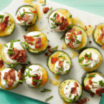 Loaded Zucchini Bites with sour cream, chives, bacon bits