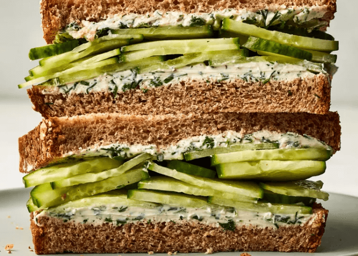 Cucumber Sandwich with Greek Yogurt and dill dressing