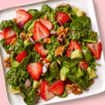 Strawberry Spinach Salad with Avocado & Walnuts