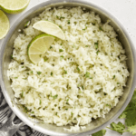 White rice with limes and cilantro