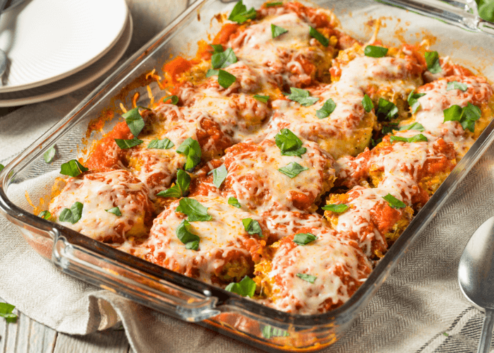 Chicken Parmesan in a baking dish