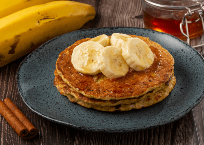 3-ingredient Pancakes with banana slices