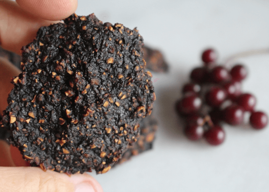 Dried Berries formed into patties in a hand