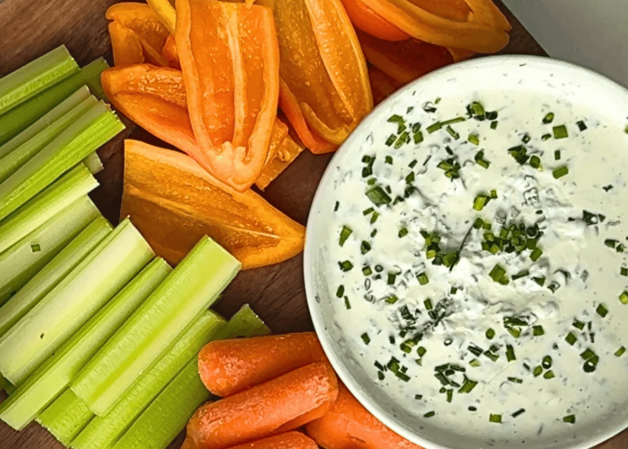 Cottage Cheese Chive Dip with veggies