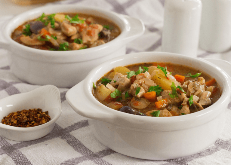 Slow Cooker Chicken Stew in two dutch oven pots