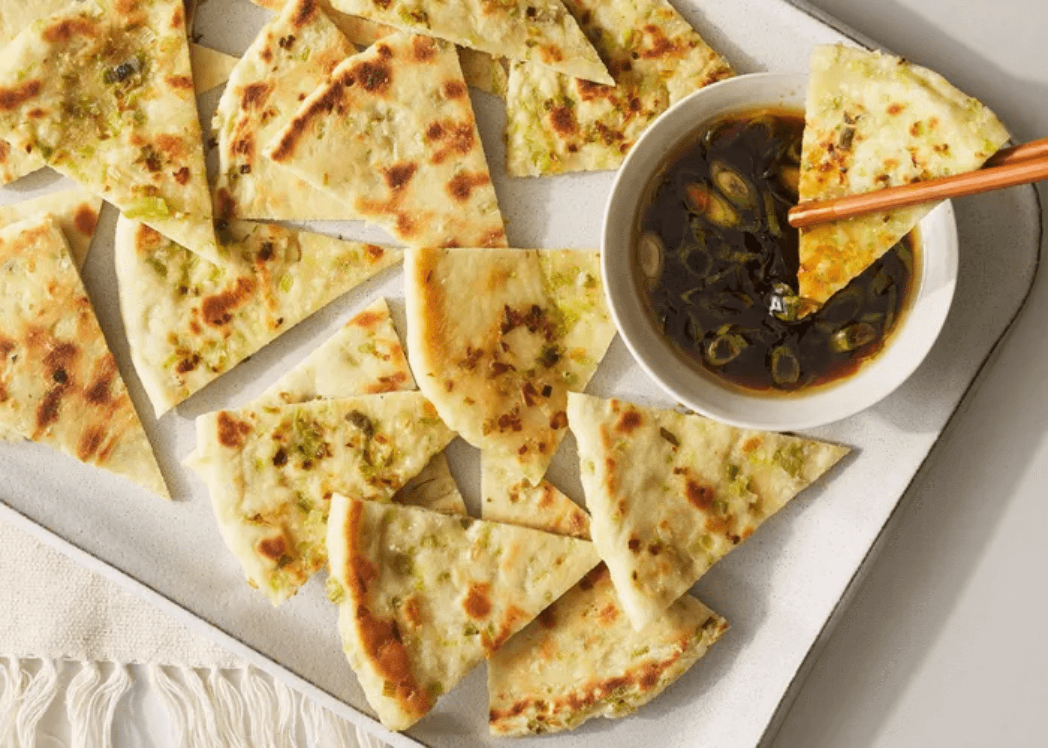 Scallion Pancakes with Soy Dipping Sauce