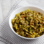 Sautéed Cabbage and Onion in a white bowl