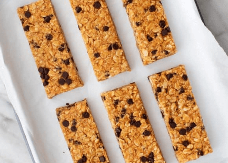 Homemade Granola Bars on a baking sheet